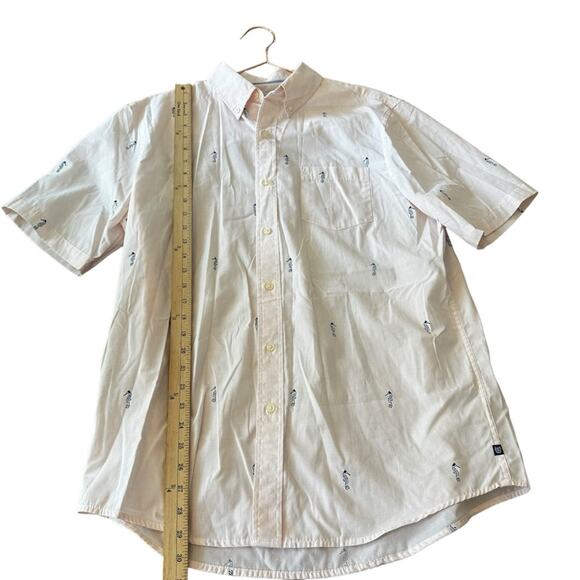 Chaps Shirt Men's Size large blue Sea Horse Print Short Sleeve Button Down - Picture 6 of 8